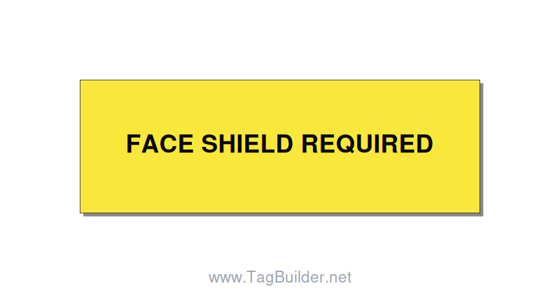 3.0x1.0" Safety Label - FACE SHIELD REQUIRED, Black/Yellow, Adhesive