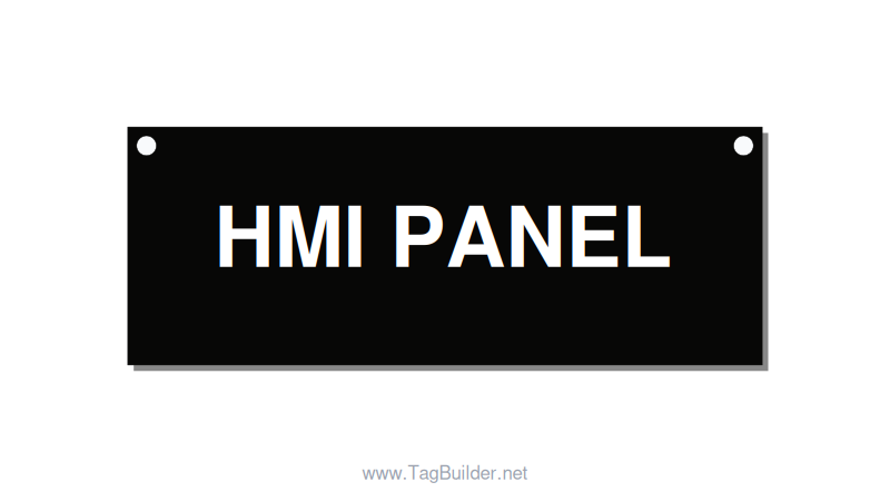 4.0x1.5" Panel Identification Label - HMI PANEL, White/Black, Holes