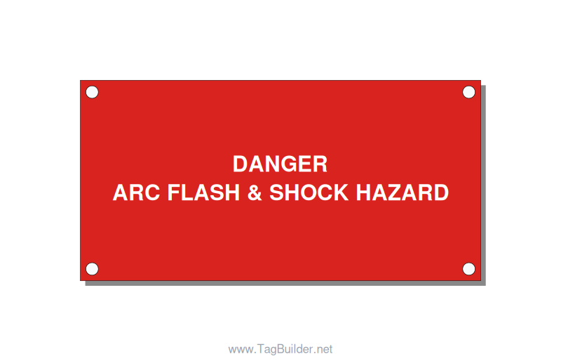 4.0x2.0" Arc Flash Safety Label - DANGER ARC FLASH & SHOCK , White/Red, Holes