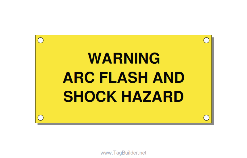 4.0x2.0" Arc Flash Safety Label - WARNING ARC FLASH AND SHO, Black/Yellow, Holes