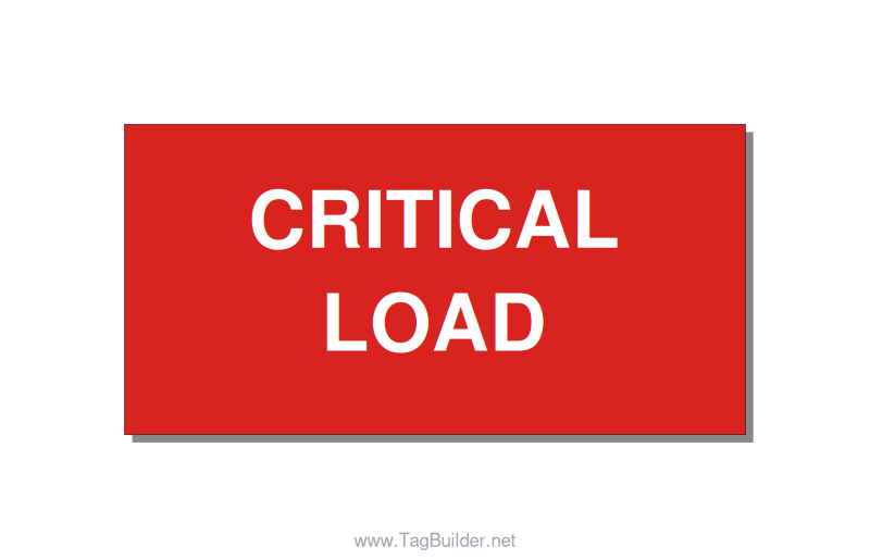 4.0x2.0" Critical Equipment Label - CRITICAL LOAD, White/Red, Adhesive