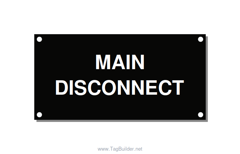 4.0x2.0" Disconnect Switch Label - MAIN DISCONNECT, White/Black, Holes