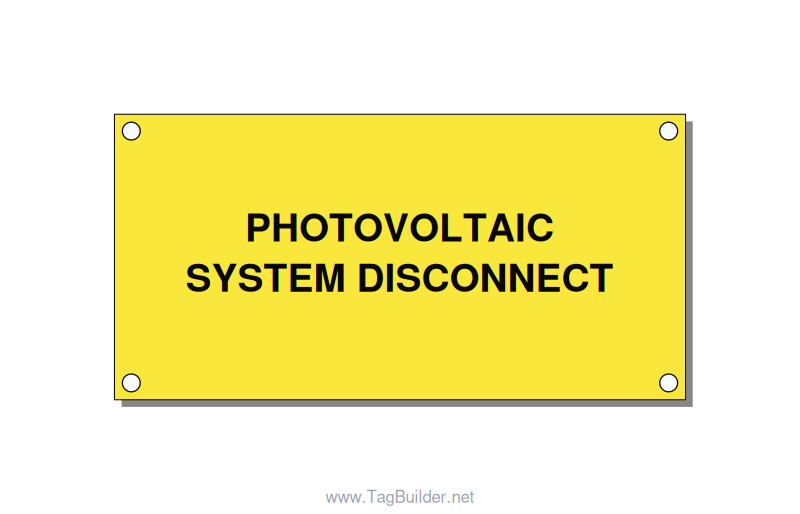 4.0x2.0" Disconnect Switch Label - PHOTOVOLTAIC SYSTEM DISCO, Black/Yellow, Hole