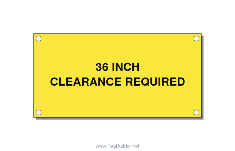 4.0x2.0" Safety Label - 36 INCH CLEARANCE REQUIRE, Black/Yellow, Holes