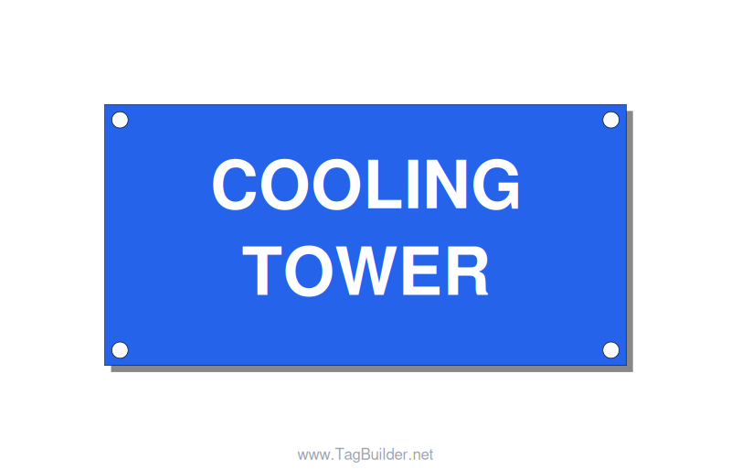4.0x2.0" Safety Label - COOLING TOWER, White/Blue, Holes