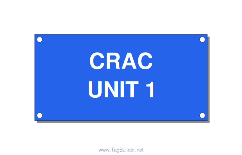 4.0x2.0" Safety Label - CRAC UNIT 1, White/Blue, Holes