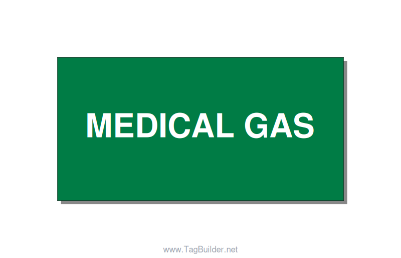 4.0x2.0" Safety Label - MEDICAL GAS, White/Green, Adhesive
