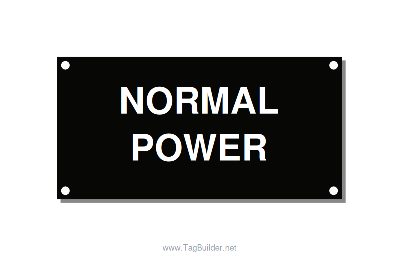 4.0x2.0" Safety Label - NORMAL POWER, White/Black, Holes