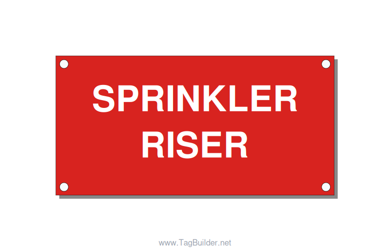 4.0x2.0" Safety Label - SPRINKLER RISER, White/Red, Holes