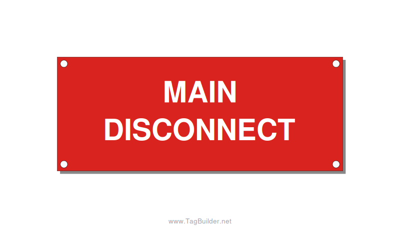 5.0x2.0" Disconnect Switch Label - MAIN DISCONNECT, White/Red, Holes