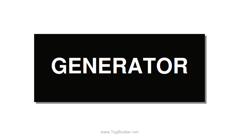 5.0x2.0" Generator Equipment Label - GENERATOR, White/Black, Adhesive