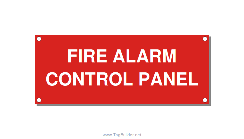 5.0x2.0" Panel Identification Label - FIRE ALARM CONTROL PANEL, White/Red, Holes