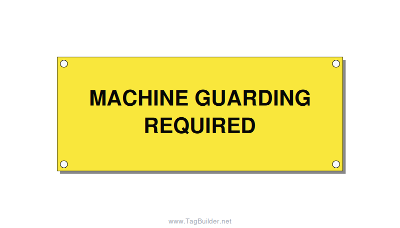 5.0x2.0" Safety Label - MACHINE GUARDING REQUIRED, Black/Yellow, Holes