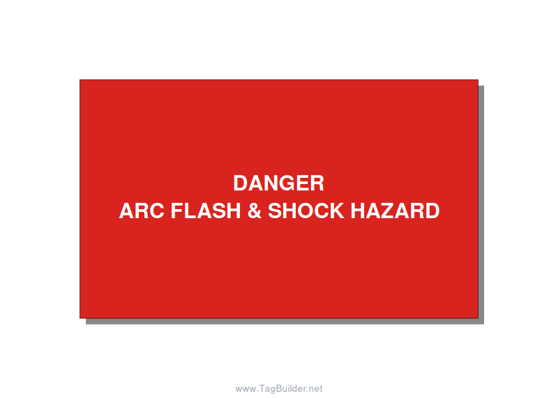 5.0x3.0" Arc Flash Safety Label - DANGER ARC FLASH & SHOCK , White/Red, Adhesive
