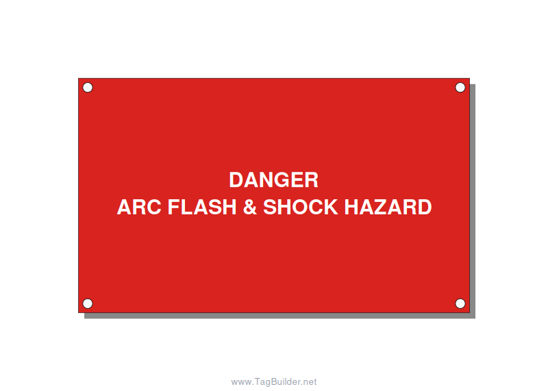 5.0x3.0" Arc Flash Safety Label - DANGER ARC FLASH & SHOCK , White/Red, Holes