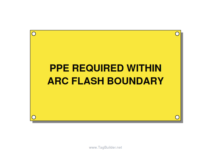 5.0x3.0" Arc Flash Safety Label - PPE REQUIRED WITHIN ARC F, Black/Yellow, Holes