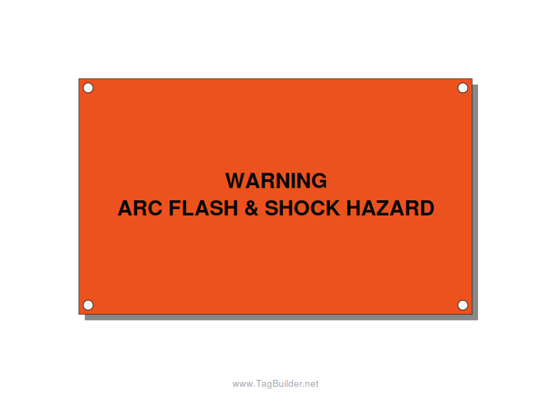 5.0x3.0" Arc Flash Safety Label - WARNING ARC FLASH & SHOCK, Black/Orange, Holes