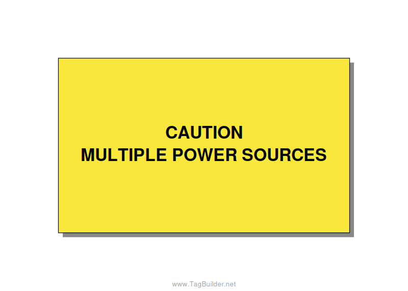 5.0x3.0" Caution Safety Label - CAUTION MULTIPLE POWER SO, Black/Yellow, Adhesiv