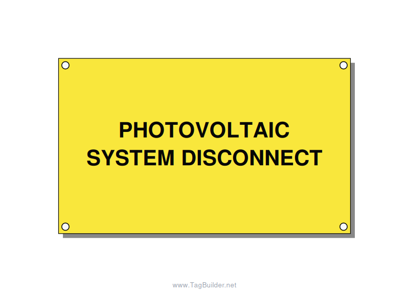 5.0x3.0" Disconnect Switch Label - PHOTOVOLTAIC SYSTEM DISCO, Black/Yellow, Hole