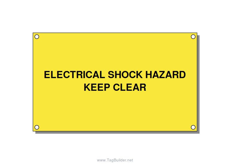 5.0x3.0" Electrical Safety Label - ELECTRICAL SHOCK HAZARD K, Black/Yellow, Hole