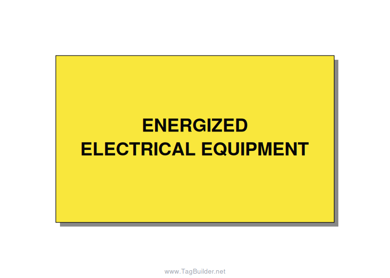 5.0x3.0" Electrical Safety Label - ENERGIZED ELECTRICAL EQUI, Black/Yellow, Adhe