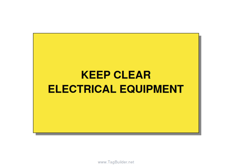 5.0x3.0" Electrical Safety Label - KEEP CLEAR ELECTRICAL EQU, Black/Yellow, Adhe