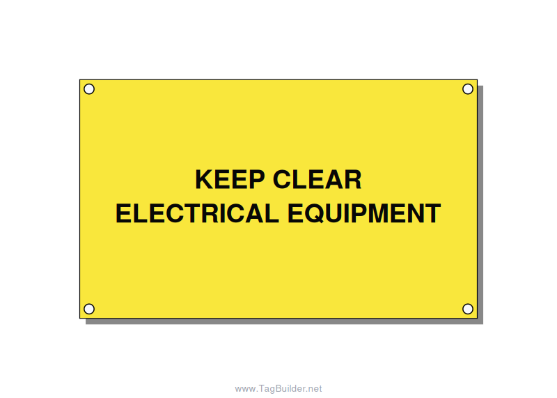 5.0x3.0" Electrical Safety Label - KEEP CLEAR ELECTRICAL EQU, Black/Yellow, Hole