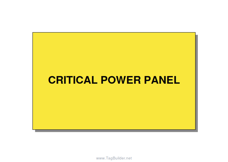 5.0x3.0" Panel Identification Label - CRITICAL POWER PANEL, Black/Yellow, Adhesi