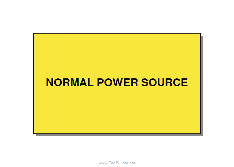 5.0x3.0" Safety Label - NORMAL POWER SOURCE, Black/Yellow, Adhesive