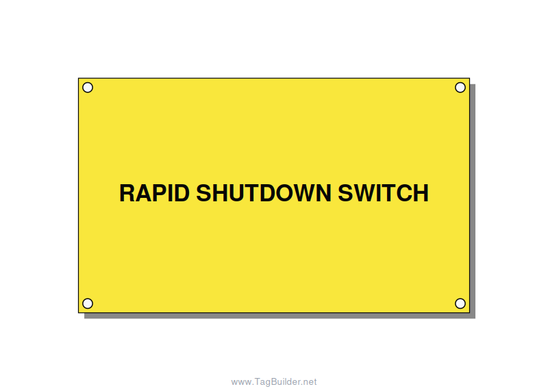5.0x3.0" Safety Label - RAPID SHUTDOWN SWITCH, Black/Yellow, Holes
