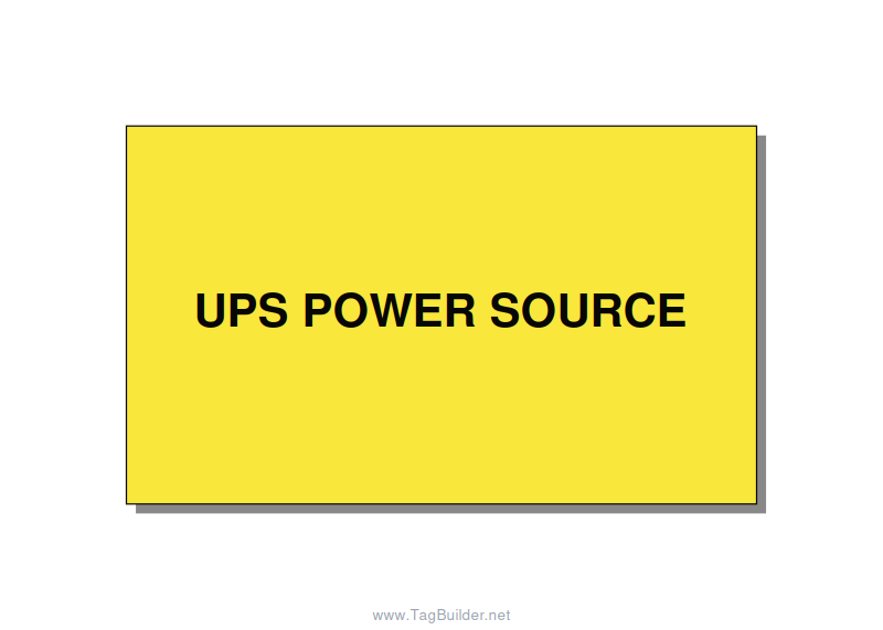 5.0x3.0" Safety Label - UPS POWER SOURCE, Black/Yellow, Adhesive