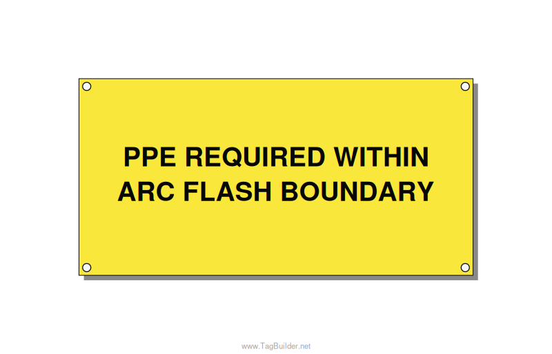 6.0x3.0" Arc Flash Safety Label - PPE REQUIRED WITHIN ARC F, Black/Yellow, Holes