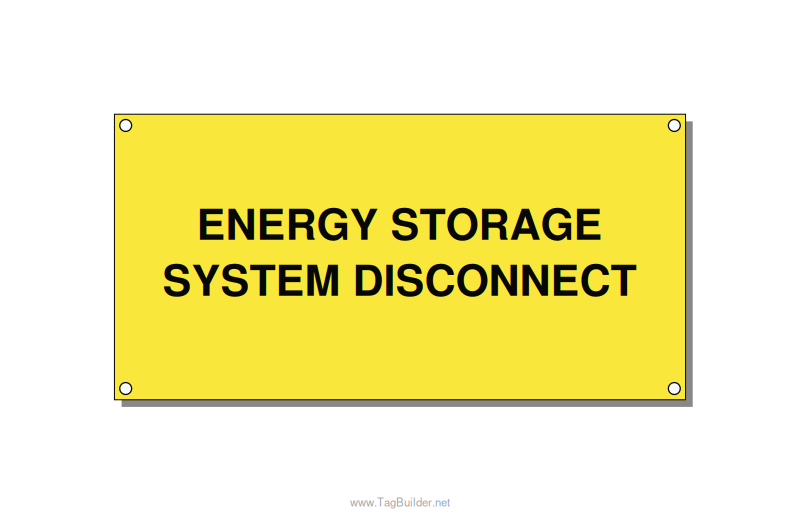 6.0x3.0" Disconnect Switch Label - ENERGY STORAGE SYSTEM DIS, Black/Yellow, Hole