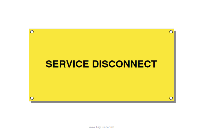 6.0x3.0" Disconnect Switch Label - SERVICE DISCONNECT, Black/Yellow, Holes