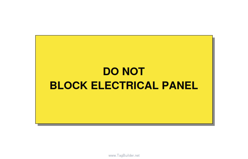 6.0x3.0" Electrical Safety Label - DO NOT BLOCK ELECTRICAL P, Black/Yellow, Adhe