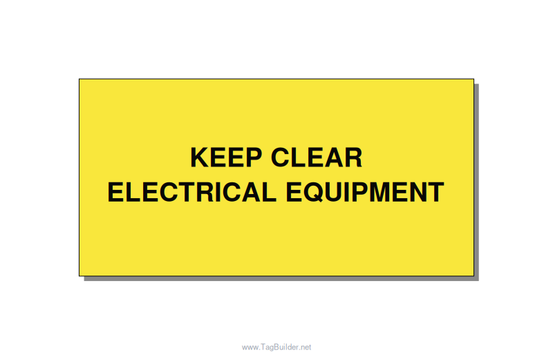 6.0x3.0" Electrical Safety Label - KEEP CLEAR ELECTRICAL EQU, Black/Yellow, Adhe
