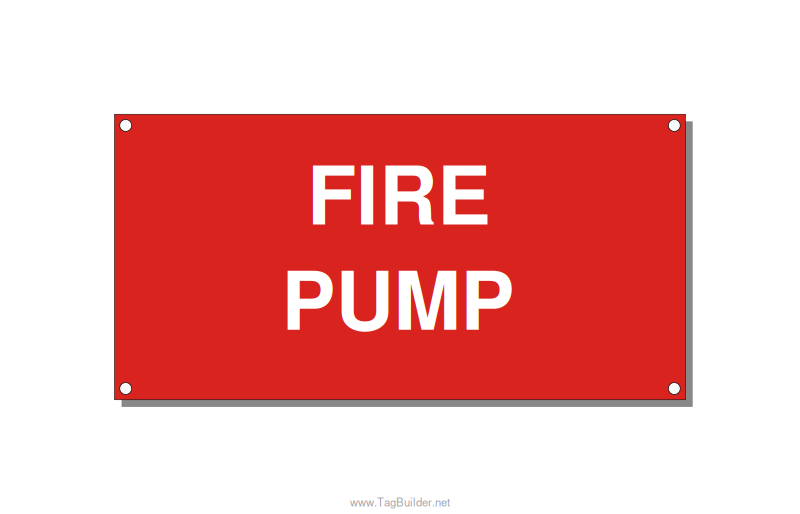 6.0x3.0" Fire Safety Label - FIRE PUMP, White/Red, Holes