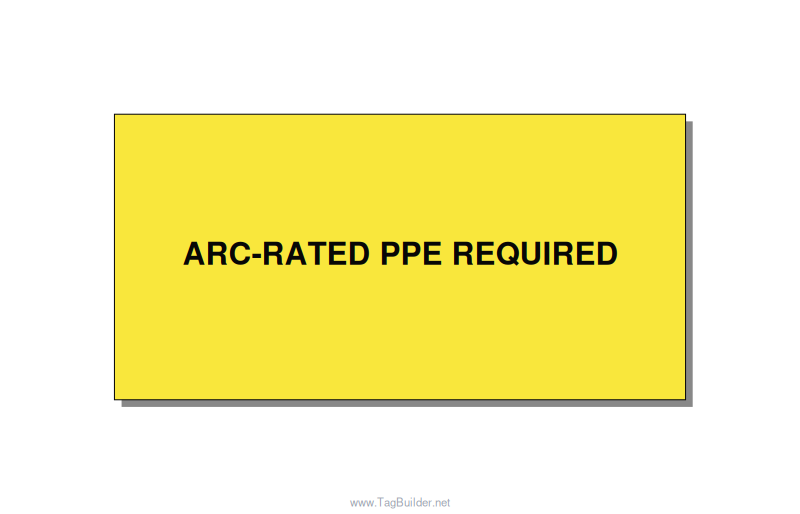 6.0x3.0" PPE Required Sign - ARC-RATED PPE REQUIRED, Black/Yellow, Adhesive