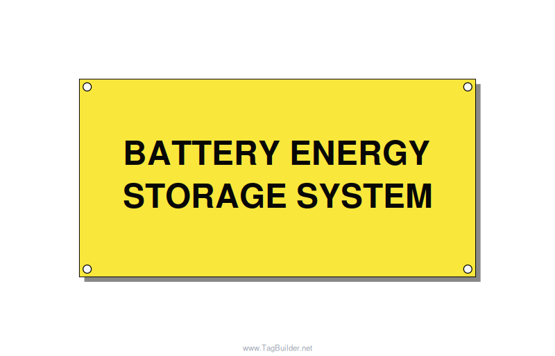 6.0x3.0" Safety Label - BATTERY ENERGY STORAGE SY, Black/Yellow, Holes