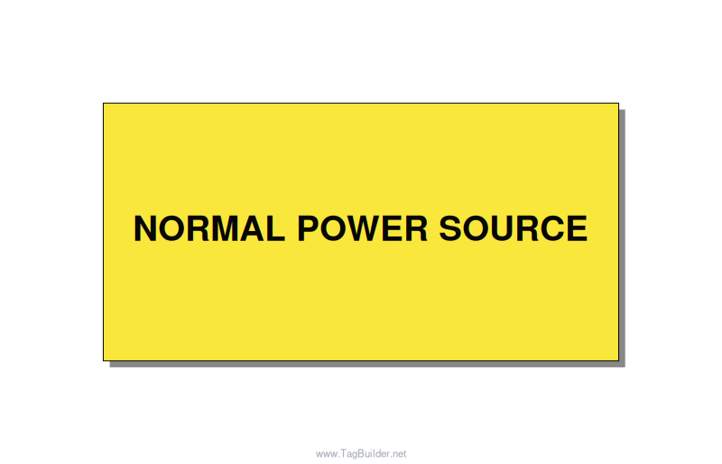 6.0x3.0" Safety Label - NORMAL POWER SOURCE, Black/Yellow, Adhesive
