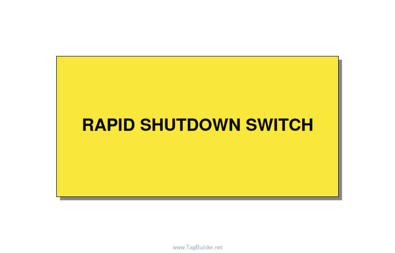 6.0x3.0" Safety Label - RAPID SHUTDOWN SWITCH, Black/Yellow, Adhesive