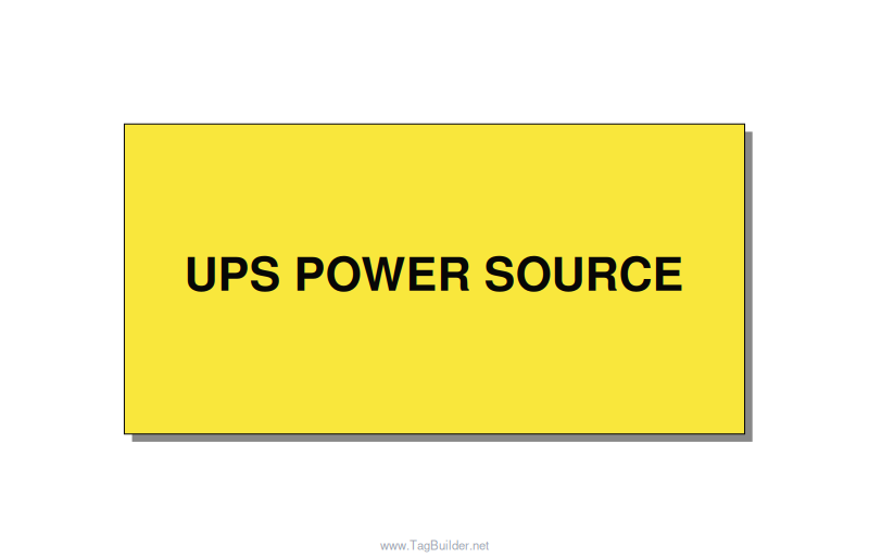 6.0x3.0" Safety Label - UPS POWER SOURCE, Black/Yellow, Adhesive