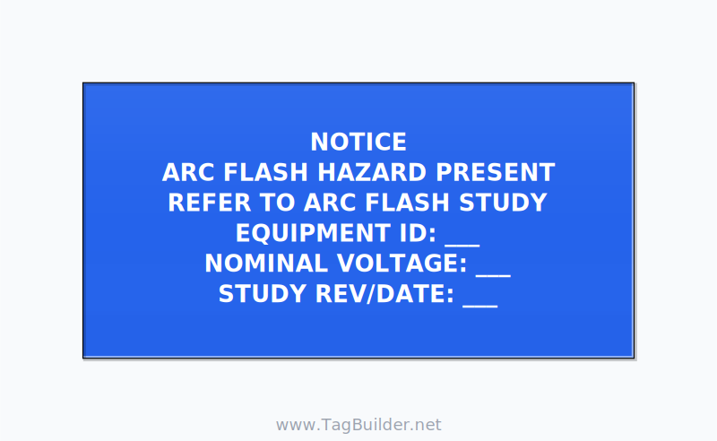 Arc Flash Hazard Label (Refer to Study) — NFPA 70E — 6x3 Adhesive