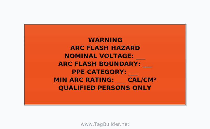 Arc Flash Label (PPE Category Fill-In) — NFPA 70E — 4x2 Holes