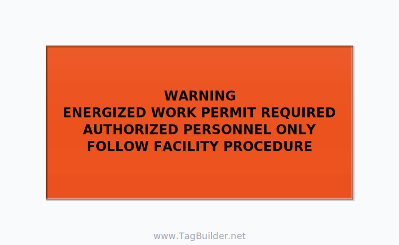 Energized Work Permit Required Label — 6x3 Adhesive