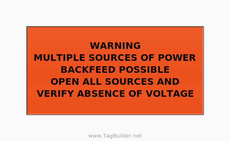 Multiple Power Sources Label (Backfeed Warning) — 4x2 Holes