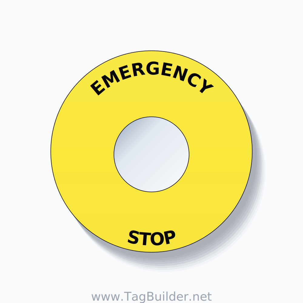 EMERGENCY STOP Arc Circle 60mm - 22mm Standard Yellow