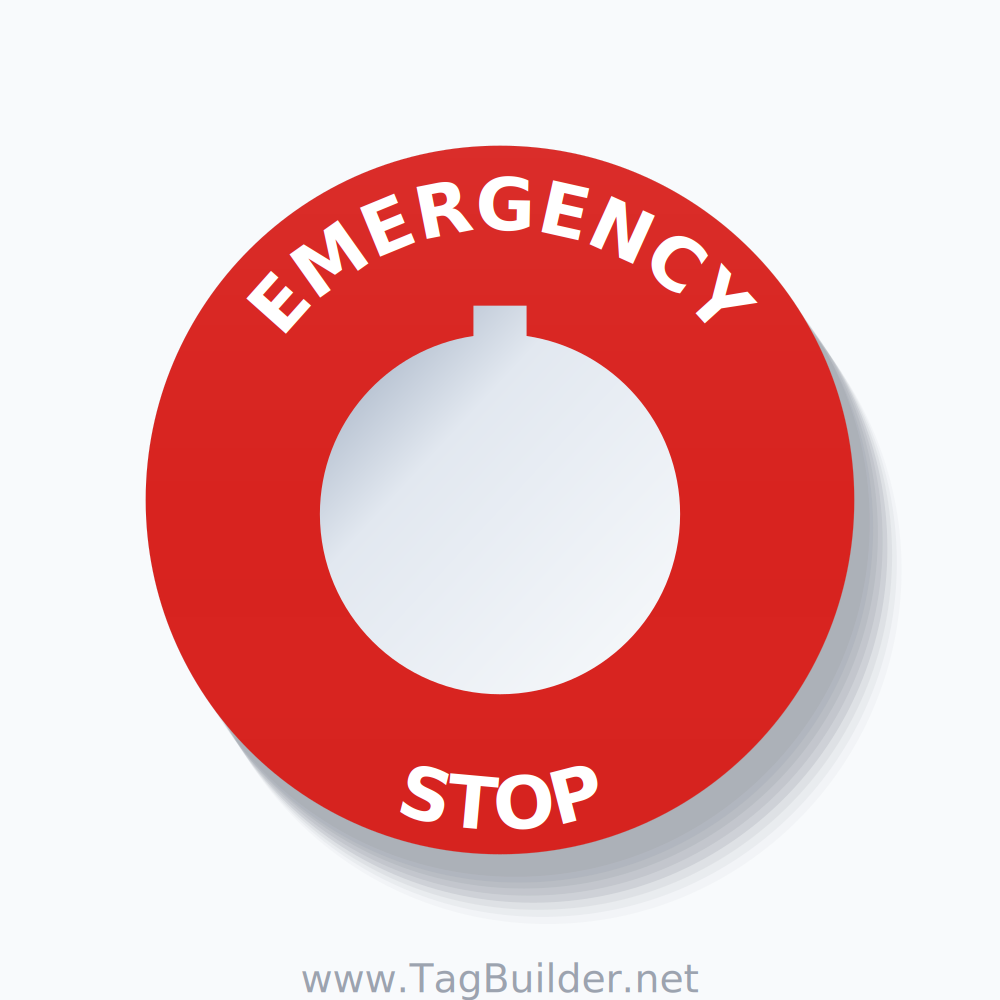 EMERGENCY STOP Arc Circle 60mm - 30mm Rockwell Red