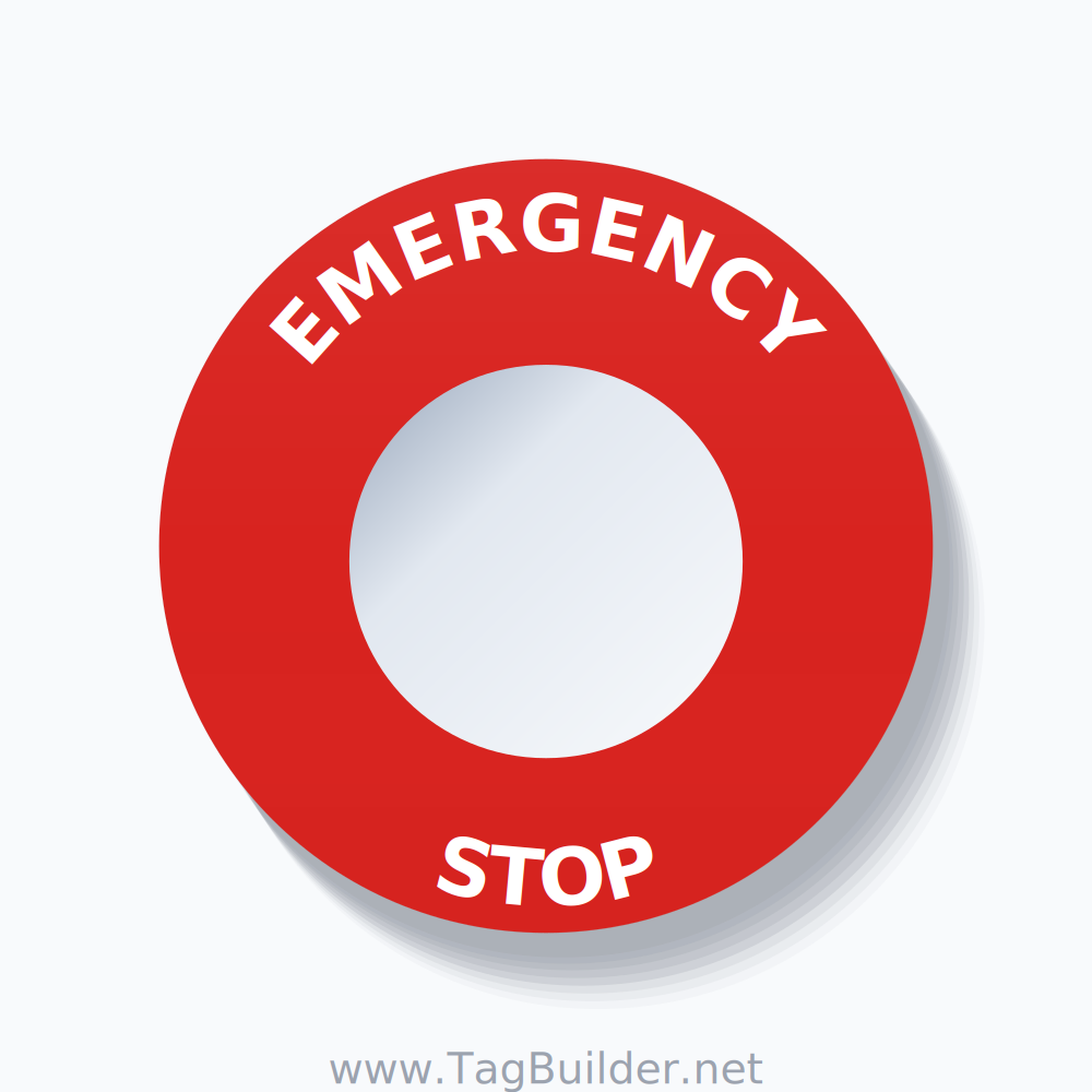 EMERGENCY STOP Arc Circle 60mm - 30mm Standard Red