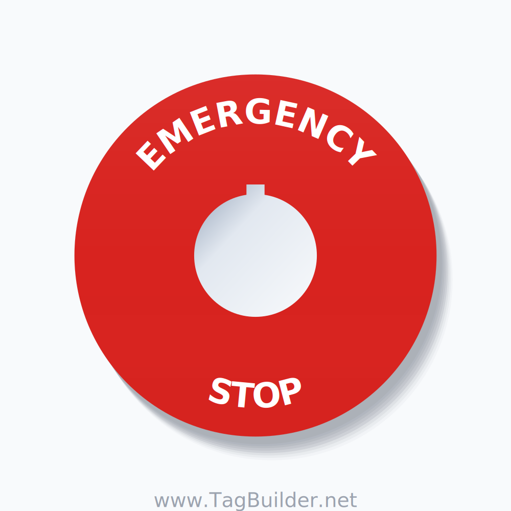 EMERGENCY STOP Arc Circle 90mm - 30mm Rockwell Red